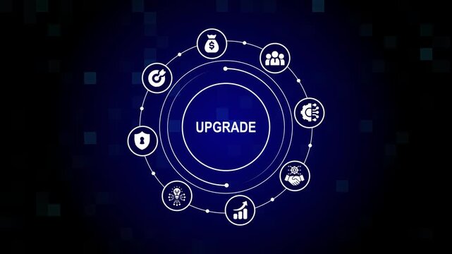 Technology Upgrade Animation with Digital Business Network Data Analytics and Online Communication System