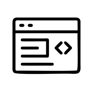 Modern browser window with code snippet icon - Clean flat icon of a browser displaying code snippet in a minimalist style for web design projects.