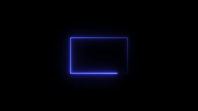 Animation of glowing neon rectangles abstract background. abstract glowing neon rectangle border frame. 4k animated on black background