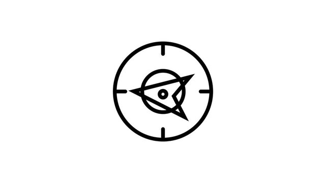 Black Compass Icon Animation &ndash; Seamless Loop, Transparent Background , Alpha Channel