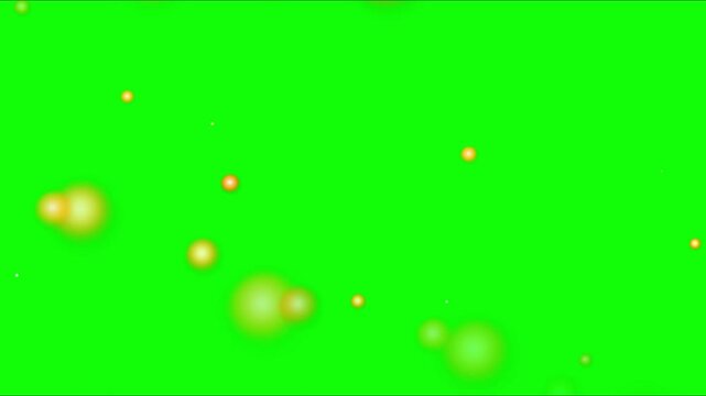 Warm golden bokeh orbs rising in three parallax depth layers against green screen chroma key overlay