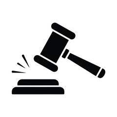 gavel icon black silhouette of judge s hammer striking sound block © Pixel Loft