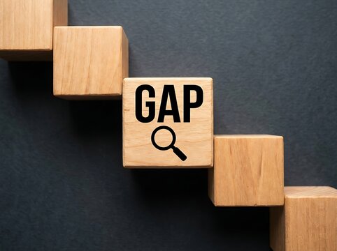 Illustration of wooden blocks forming a staircase with a block labeled gap