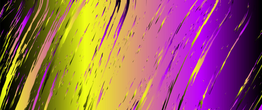 Dynamic abstract texture with neon lemon yellow and purple strokes over a black base. A striking, high-visibility background for contemporary digital art.