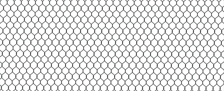 Fishing net seamless pattern. Mosquito protection flying insect plastic net. Football gates mesh texture. Basketball hoop pattern. Chain link fence. Vector illustration on white background. eps 10