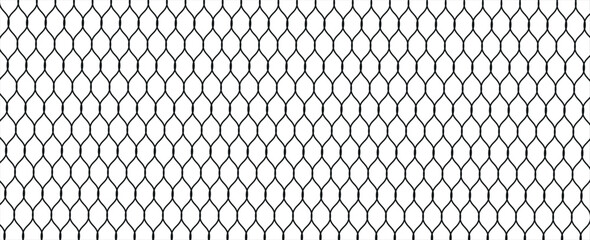 Fishing net seamless pattern. Mosquito protection flying insect plastic net. Football gates mesh texture. Basketball hoop pattern. Chain link fence. Vector illustration on white background. eps 10 © Yuyud