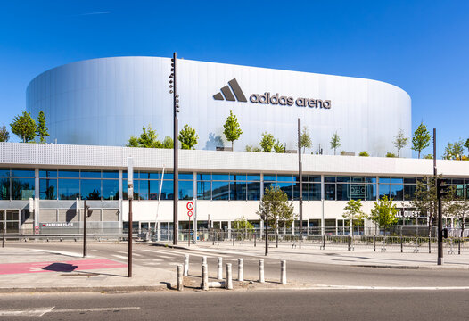 Paris, France - April 7, 2026: West view of the Arena Porte de la Chapelle, aka Adidas Arena, a 8,000 seats sports and concert venue, home arena of the Paris Basketball club, opened in 2024.