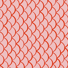 Seamless Fish Scale Pattern with Red Outlines on Soft Pink Background. ideal for wallpaper, textile prints, fabric design, wrapping paper, packaging, stationery, and modern surface patterns. © Budiawan
