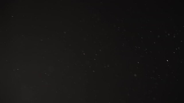 Real dust particles floating mid air over dark background