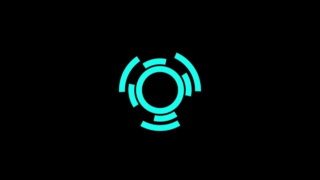 Circular progress bar vertical video with glowing loading ring on dark background for app design. Circular progress bar 4k video animation