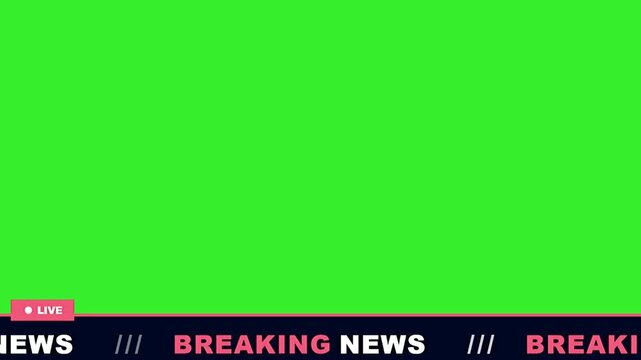 Breaking News Lower Third Graphic with Green Screen Background.