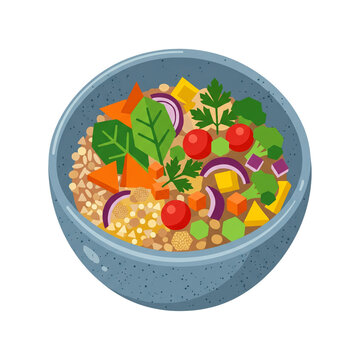 Healthy Vegetable Salad Bowl Illustration With Fresh Ingredients