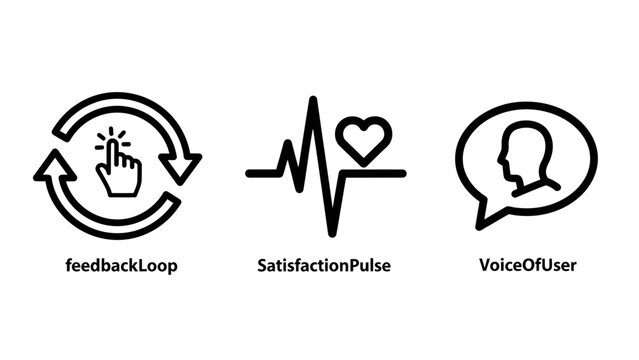Business feedback and user experience icons featuring pulse voice feedback satisfaction experience business customer analysis evaluation minimalist isolated improvement measurement