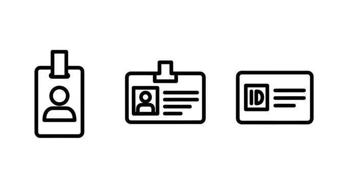 Collection of identification and badge icons for employee or security access with identification security employee business template information workplace corporation authentication personal