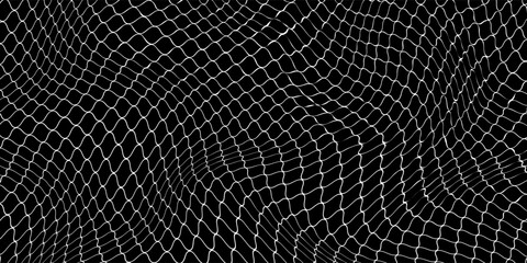Fishing net seamless pattern. Soccer and football gates mesh. Fishnet texture. Basketball hoop and hockey net pattern. Sportswear texture. Chain link fence. Vector illustration on black background. © maimuna