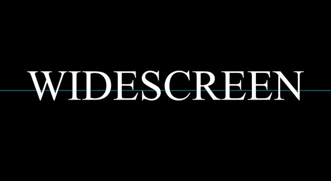 Widescreen cinematic text overlay for production animation