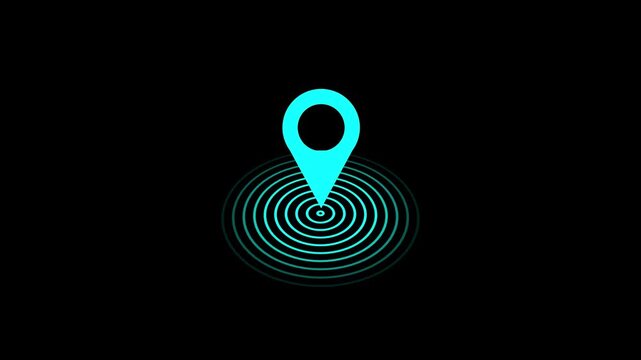 map pin animation concept. GPS location pointer animated icon.position location tracking animated 4k video animation