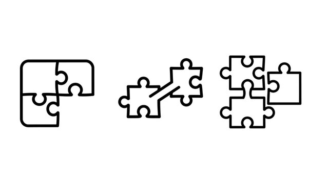 Jigsaw puzzle pieces concept icon set representing problem solving connecting strategy and teamwork with connecting strategy teamwork challenge solution business development integration