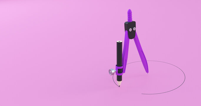 plastic compass drawing perfect circle 3d render