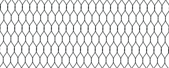 Fishing net seamless pattern. Mosquito protection flying insect plastic net. Football gates mesh texture. Basketball hoop pattern. Chain link fence. Vector illustration on white background. eps 10 © Yuyud