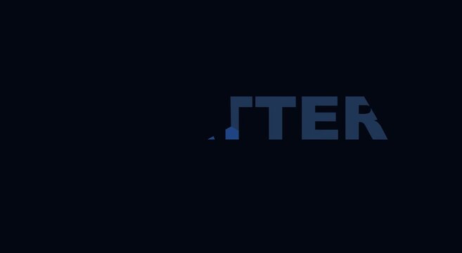 Shatter text effect animation with blue geometric polygon animation