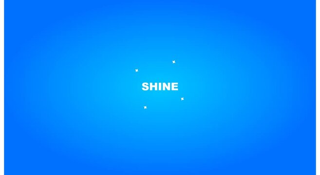Shine text animation with sparkling stars on a vibrant blue animation