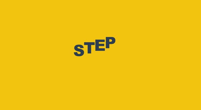 Step by step text animation on yellow background, for business animation