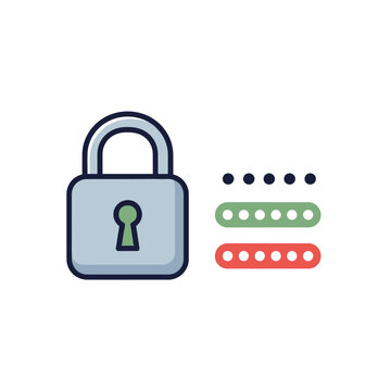 Digital Security Concept: Padlock and Password Entry Icons