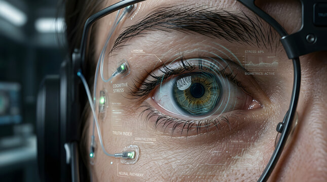 Close up of futuristic eye interface.