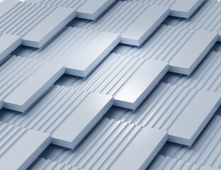 Abstract geometric pattern with overlapping metallic sheets in a grid layout. 3d illustration © Hammad