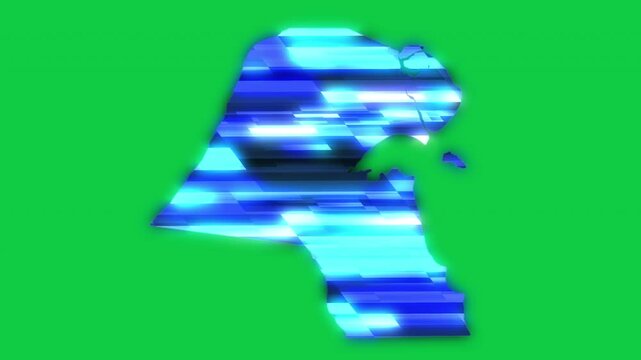 Kuwait blue news headline effect map pop animation green background