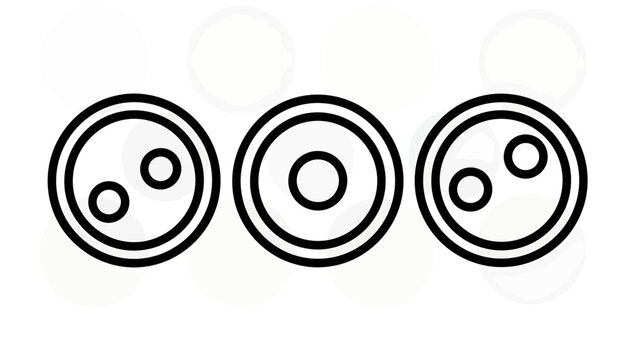 Three abstract circular shapes with inner circles and dots graphic design abstract minimalist geometric decoration background template isolated composition concentric illustration creative
