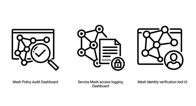 Data and security icons: data verification encrypted access user access with magnifying glass security verification encrypted document analysis technology protection confidential information