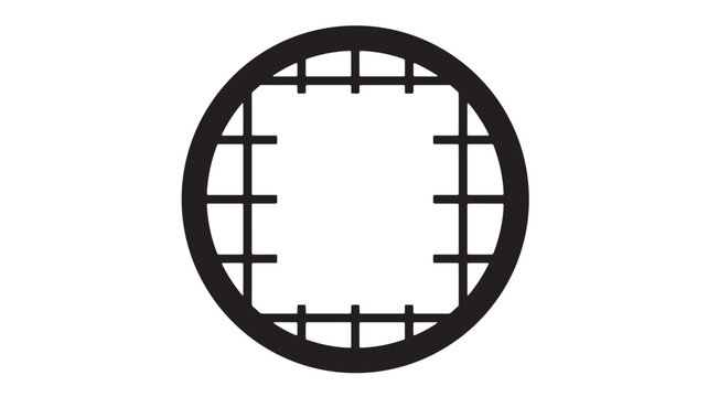 Monitor camera icon with film reel frame and surveillance style interface symbol for security monitoring