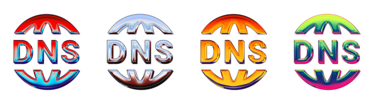 3D icon bundle glass style - dns 2. Internet web and online network technology. High quality render design. High resolution 3D artwork. Professional icon set illustration.