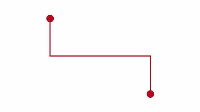 Animated Red Geometric Callout Line with Connection Points on Transparent Background for Video Overlay