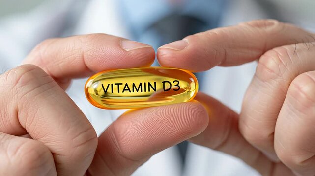 4k video of a doctor holding a vitamin D3.