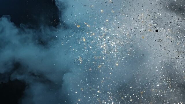 Dramatic Energy Blast Explosion with Debris and Smoke