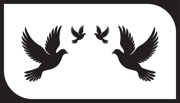 Peace dove and eagle flying vector illustration silhouette design