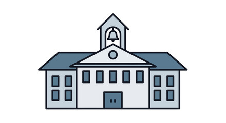 Illustration of a classic school building with a bell tower and multiple windows. © Tri