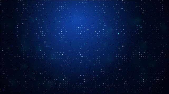 Abstract digital background with glowing blue particles and data points representing a network or space