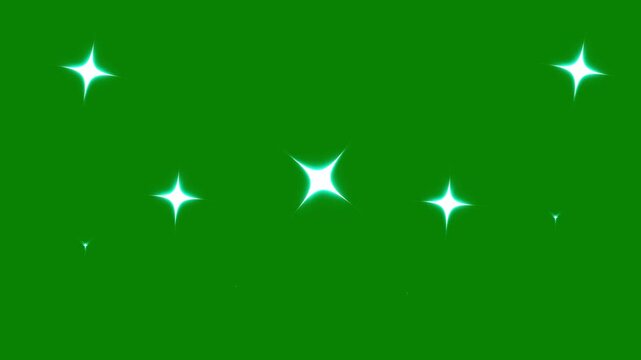 fairy twinkle stars Shine animation, magic flash or glitter motion explosion animated effect, animation twinkling stars on a green background, glow twinkle movement timeline, 4k video.