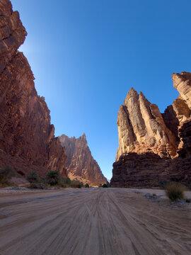 Landscape of Wadi Al-Disah, Sandstone Canyon Oasis, Tabuk Province, Northwest Saudi Arabia