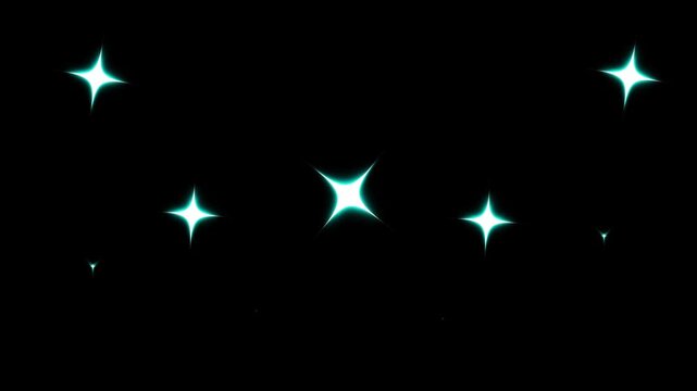 fairy twinkle stars Shine animation, magic flash or glitter motion explosion animated effect, animation twinkling stars on a black background, glow twinkle movement timeline, 4k video.