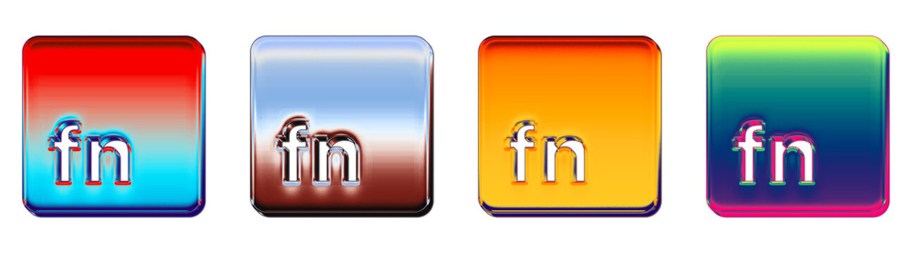 Set of 3D plastic function mac icon isolated on transparent background, symbols for Keyboard keys icon collection and design. Vibrant colors and soft shadows.