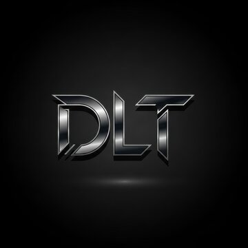 Sleek Metallic DLT Logo Design on Black Background.