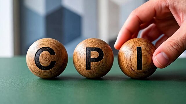 Wooden balls with CPI letters ideal for sleek commercial backgrounds and title sequences