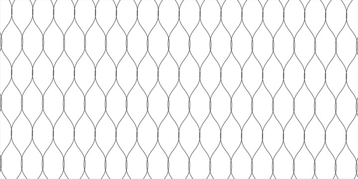 Fishing net seamless pattern. Mosquito protection flying insect plastic net. Football gates mesh texture. Basketball hoop pattern. Chain link fence. Vector illustration