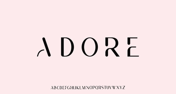 Adore elegant fashion alphabet art vector luxury font design.
