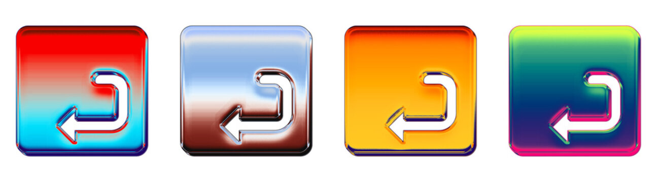 Gradient style 3D icons of enter mac key on transparent background. Keyboard keys icon collection and design. Vibrant illustration. Stylized vector icon collection.